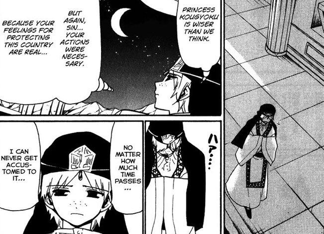 I HATE THIS SCENE WITH ALL MY MIGHT LIKE SINBAD NOT EVEN REALIZING WHATEVER HE PUT JA‘FAR THROUGH YET HIM RESPECTING KOUGYOKU SO MUCH FOR NOT BEING AN EASY CATCH AND TURNING AGAINST SINDRIA BC OF HER FEELINGS FOR SINBAD BUT MORE HER OWN PURE INTENTIONS... an amazing woman