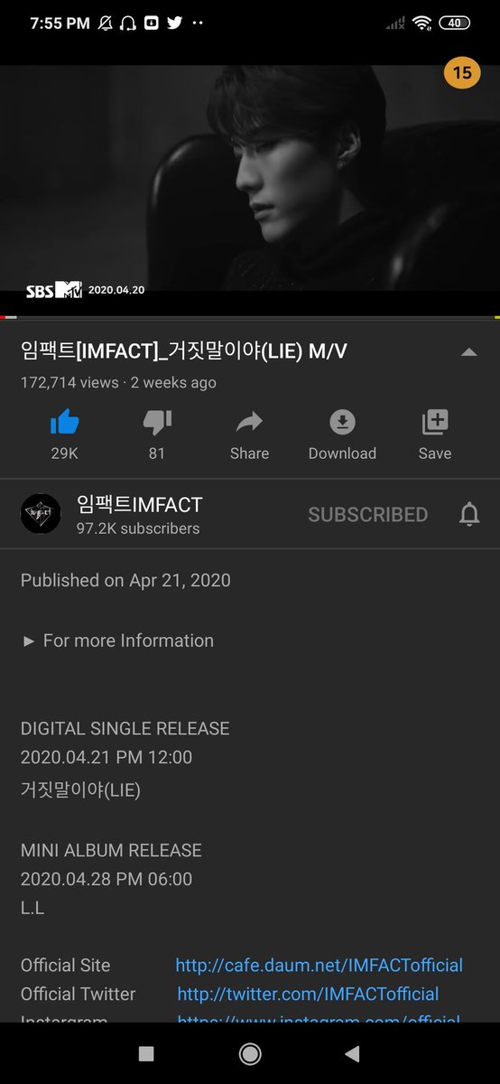 nflyingrl's tweet photo. √ imfact - lie (200511) #StreamLie @imfact_twt @IMFACTofficial https://t.co/oJ25hPymJ9 https://t.co/xwqsUdZH7V