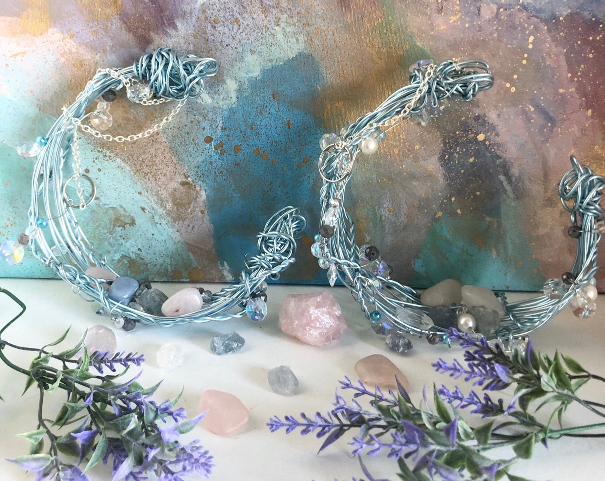 DesignsTiffany's tweet photo. Excited to share this item from my #etsy shop: Hanging Crescent Moon Crystal Displays Suncatcher Ice Blue Bohemian Celestial Altar Accents https://t.co/EuC6GlsuVG #iceblue #MoonDecor #Celestial #Magic #Bohemian #BoHo #Wedding #Suncatcher #Crystals #ShopSmall #CrystalDisplay https://t.co/eNUNtc0ftV