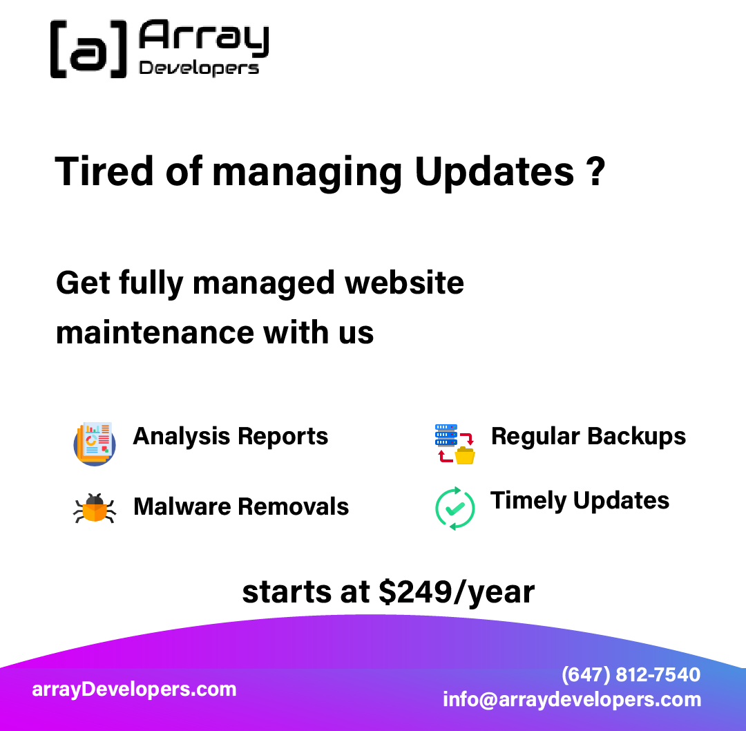 ArrayDevelopers's tweet photo. We have a solutions, leave your work on us. We will manage your website updates, backups, hosting and keep it malware free. https://t.co/JzwkR1y677

#wordpress #wordpresswebsite  #wordpressplugin #toronto #ontario #canada #webhosting #webdeveloper https://t.co/5HFFJjbDlx
