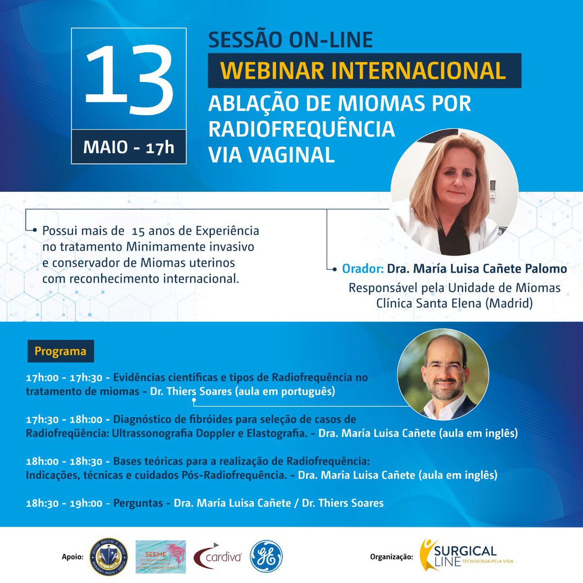 Thiersoares's tweet photo. Webinar Radiofrequência para Mioma. Quarta-feira (13/05 - 17:00).
RF for myomas. Wednesday (13/05 - 4pm ET). DM for link. #thiers #drthiers #mioma #fibroidsurgery #myoma #myomectomy #miomectomia #morcelamentoseguro #morcelamento #morcelamentouterino #morcellation https://t.co/kFWPsaIJv5