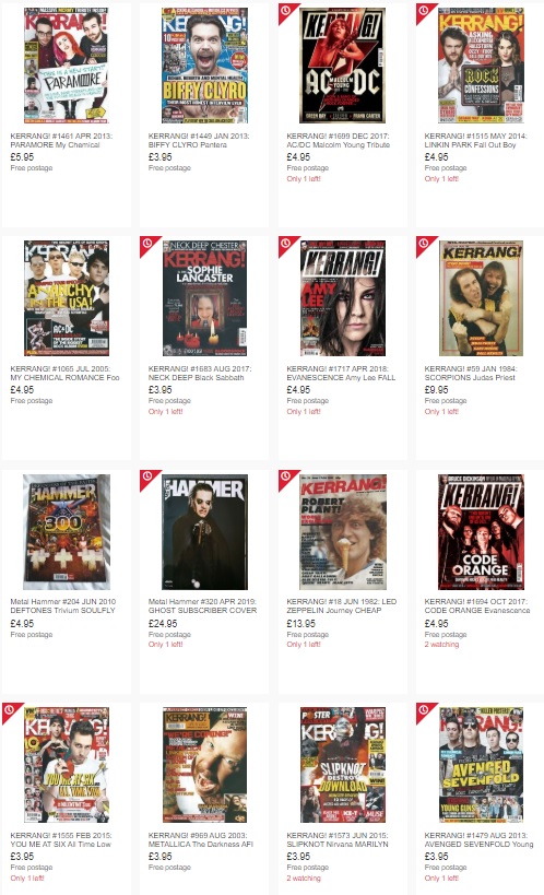 TheMagShed's tweet photo. We're having a buy 5, get 5 free sale on all our #Kerrang and #MetalHammer stock for a month for some heavy lockdown reading! #IronMaiden #Metallica #LinkinPark #Slayer #Ghost #mychemicalromance and hundreds more available at https://t.co/5iL8iF0Pjo https://t.co/9BYxfGO2IE
