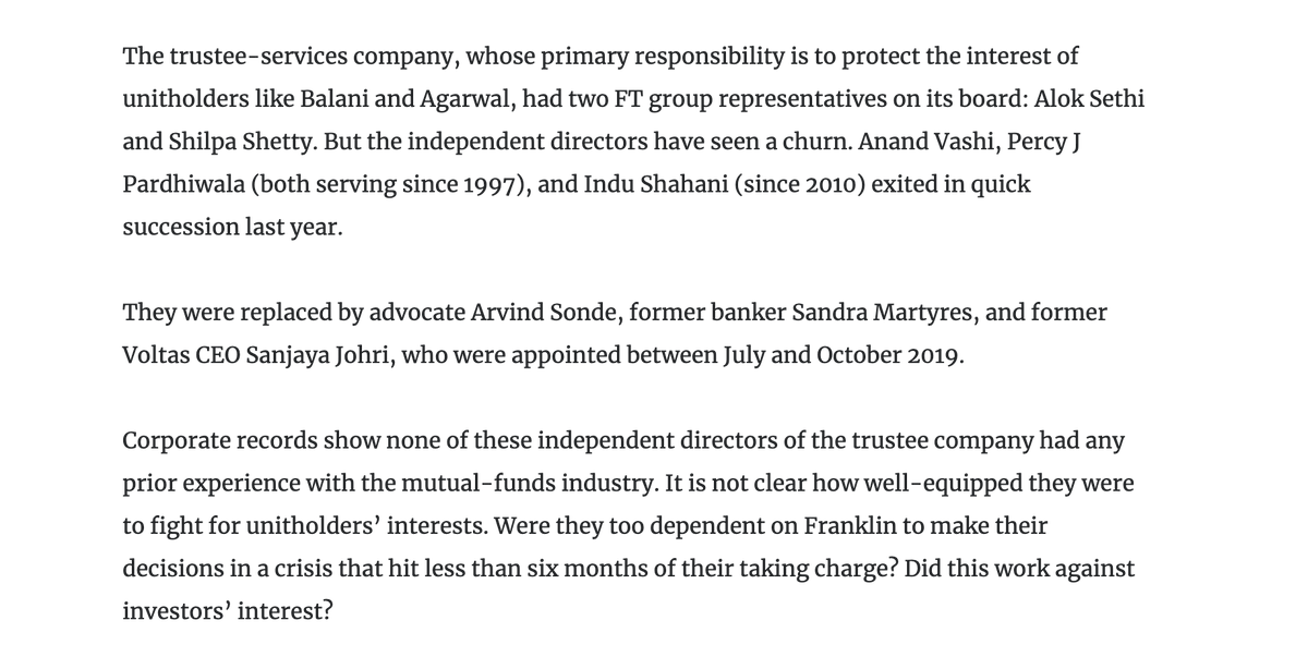 SachinGupta_71's tweet photo. Piramal and Shriram group exposure
ExDirector of FT Satwalekar who sat on the board of FT MFs india also sits on board of Piramal. Piramal has also invested in Shriram group. Was there a conflict of interest in Satwalekar sitting on board of FT MF &amp; Piramal
#MutualFundSahiNahiHai https://t.co/DSA32tHqmN