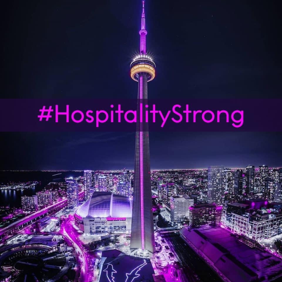Tonight we stand united with #GTHA industry across our beautiful city, lighting purple to show our  support for hospitality and tourism. 
Purple represents elegance and symbolizes hospitality because of its blend of luxurious red and relaxing, soothing blue.