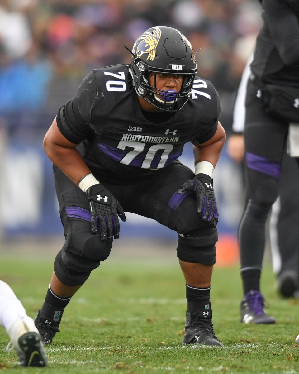 PFF_College's tweet photo. Highest graded returning B1G offensive tackles:

1. Rashawn Slater, Northwestern - 89.9
2. Thayer Munford, Ohio State - 77.2
3. Logan Bruss, Wisconsin - 74.9 https://t.co/jw8XJ5hdBr