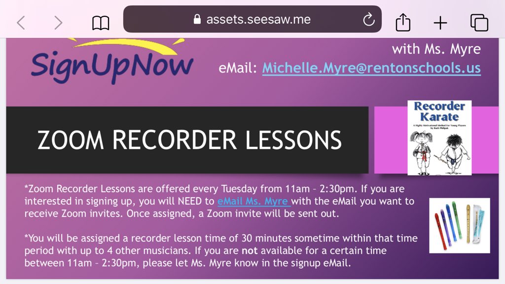 HWE_Mustangs's tweet photo. HWE third and fourth grade scholars- don’t forget to sign up for your zoom recorder lessons! https://t.co/0SuQWrcdqj