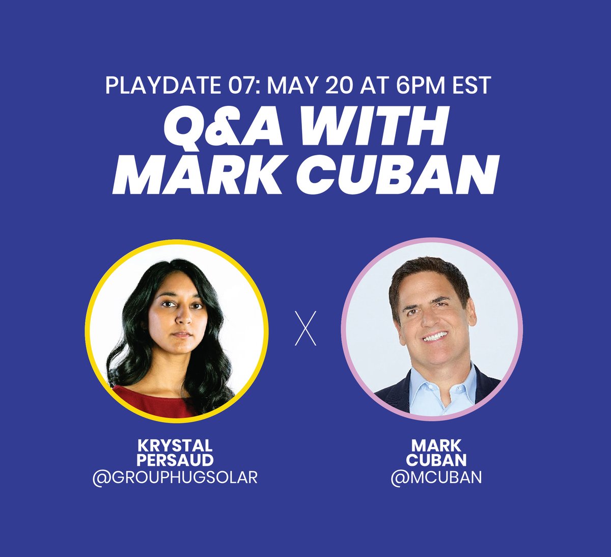 grouphuggoods's tweet photo. 😱BIG NEWS! Join us May 20th for a virtual Q&amp;A with Mark Cuban. Grouphug founder Krystal will ask Mark about everything from the ups &amp; downs of entrepreneurship, COVID19's impact, &amp; what he's binging on Netflix.  RSVP -tinyurl.com/y7zzrbmp https://t.co/SG1fAUuAeD