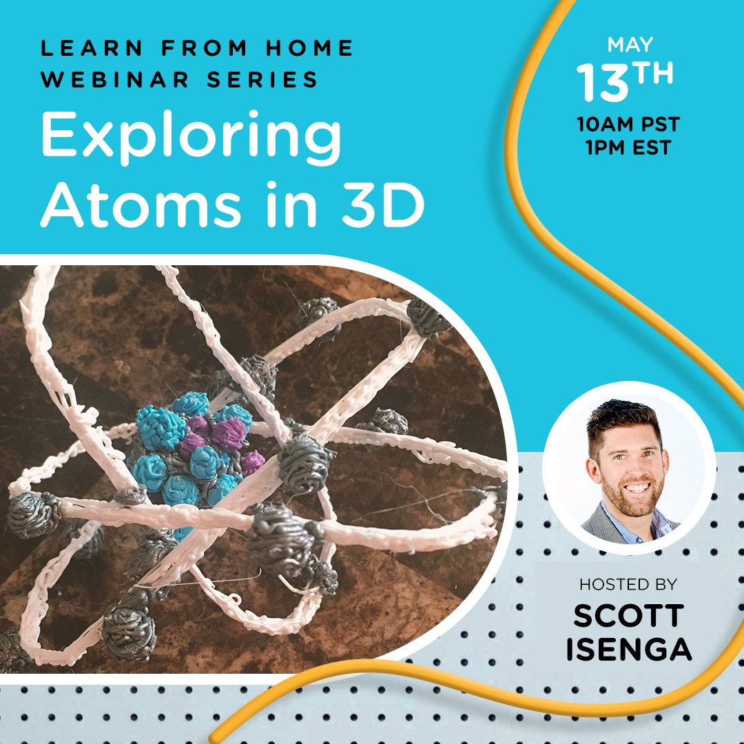 3DoodlerScott's tweet photo. I'm hosting the next @3doodler learning session this Wednesday at 1 PM ET / 10 AM PT!  I'll be teaching everyone how to make atoms, so bring your pen and doodle along with me!  https://t.co/lsyVGDYkUK https://t.co/B3HnLd8F77
