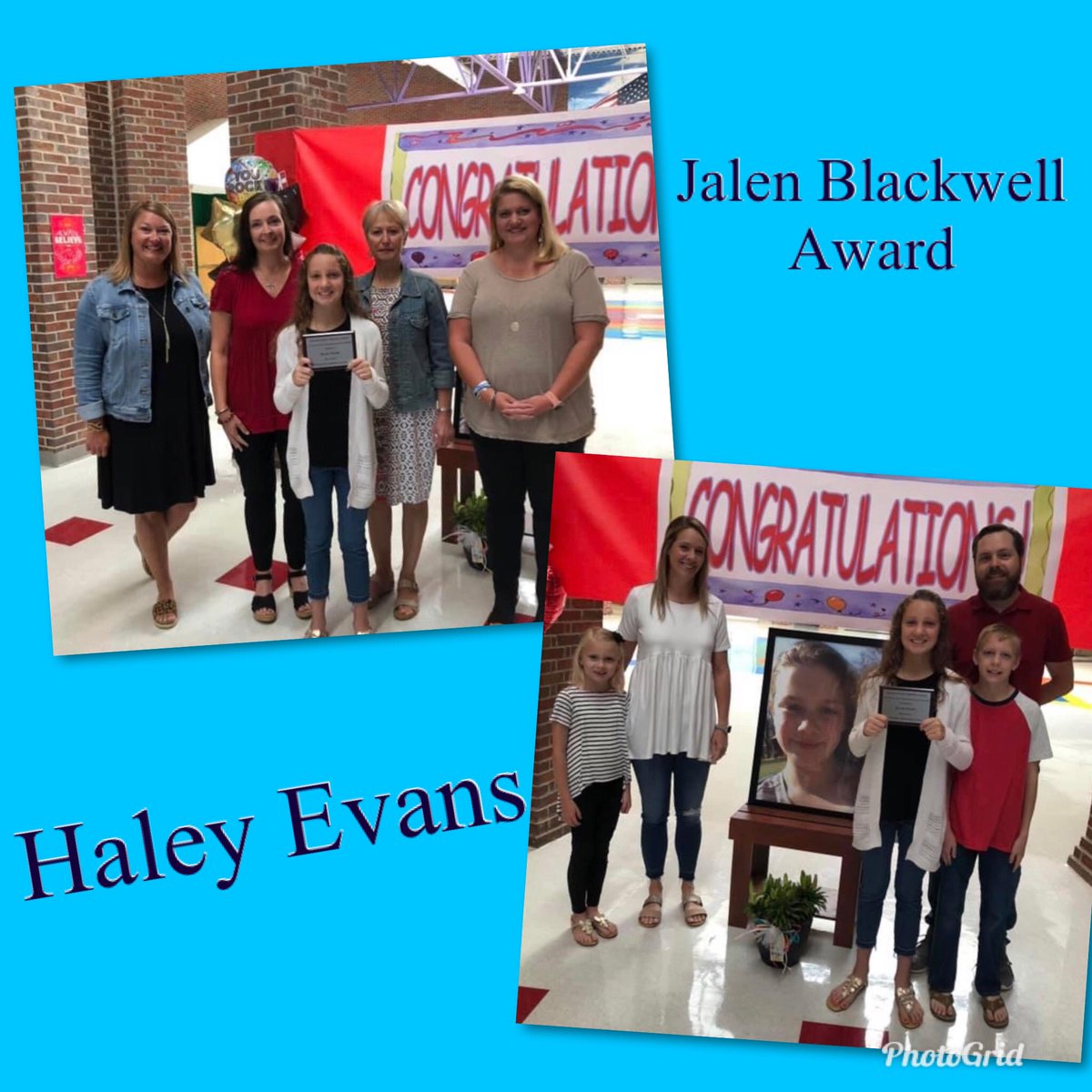 TweetDCS_CHES's tweet photo. CHES awards Haley Evans with the Jalen Blackwell Award: a student who shows honor, integrity, hard work, and kindness. #TeamDCS https://t.co/yOngaeRnpw