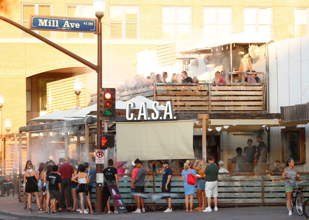 pjbreenphoto's tweet photo. C.A.S.A Tempe is packed full on the first day of dine-in reopening in the valley. https://t.co/AeiPplRnuk