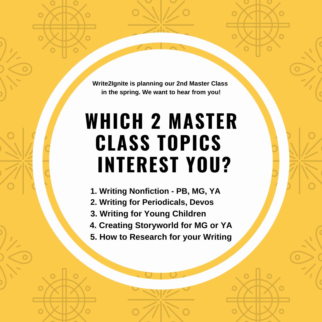 We're back with a graphic the #poll for #ChildrensWriters! 
#WritingforChildren #ChristianWriters #Write2ignite #WritingWorkshops #WritingMasterClass