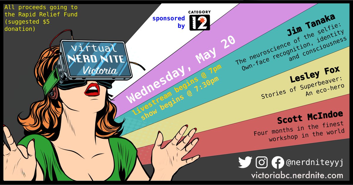 nerdniteyyj's tweet photo. We are back with the second virtual Nerd Nite next week! Join us for a beer and a laugh from the comfort of your own home.

#lovescience #nerds #thinkinganddrinking #Victoria #yyj #thingstodoinvictoria #stufftodoinvictoria #physicsworld #events #science #victoriabuzz #victoriabc https://t.co/C9zxqBAaij