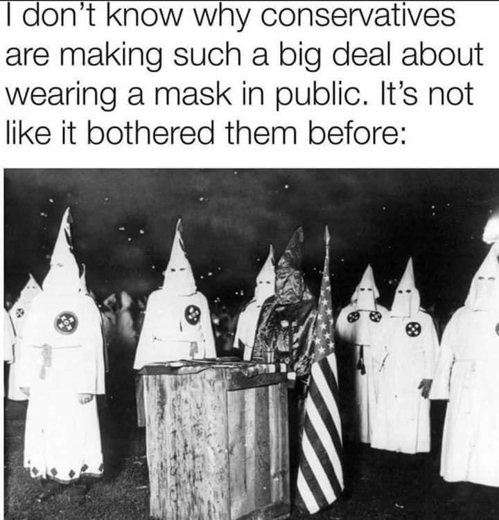 BPP510's tweet image. The irony is as thick as a black bear’s fur in the winter time. 😂🤣😂🤣#ProtestLockdown #ProtestAction #ShelterInPlace #kkk