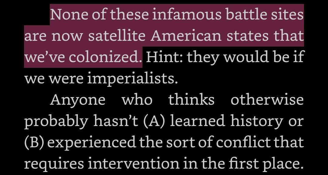 Maybe I am not the best person to refute semantics on what is and isn't imperialism, but just because America didn't colonize some of these places doesn't mean they didn't leave them in an awful state.  #DontBurnThisBook