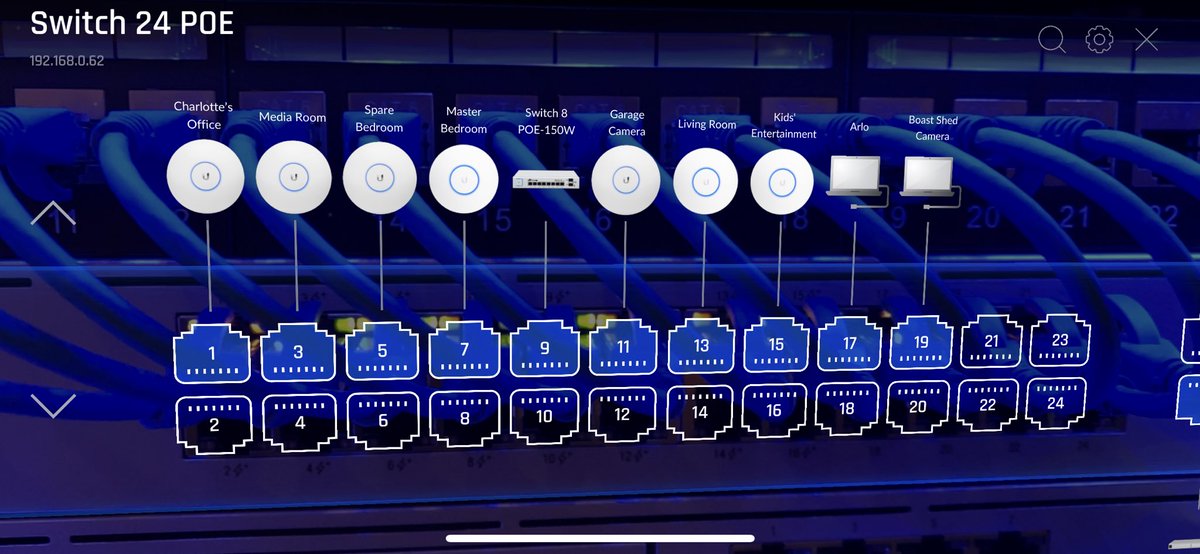Needed another couple of PoE ports on the switch for the cams but wasn’t sure which ports actually needed to provide power. No problem, fire up the  @ubnt app and turn on the AR, looks like port 9 can be patched into a non-PoE port. Cool 