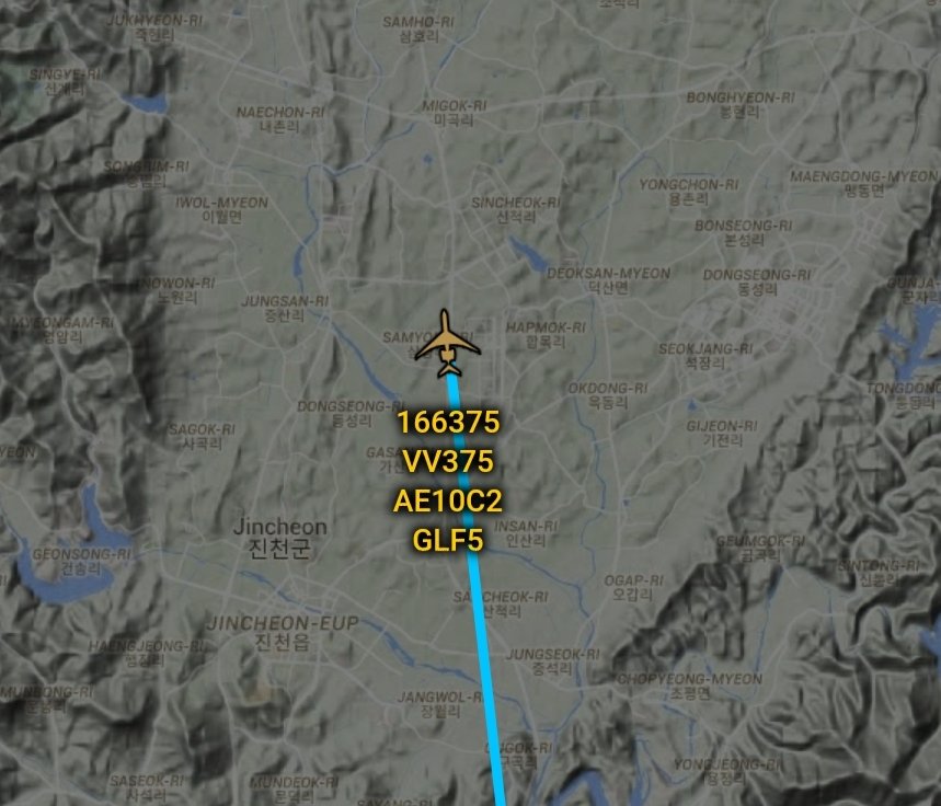 is_keelu's tweet photo. U.S Navy
Gulfstream Aerospace C-37A 
Spotted over #SouthKorea 

#VV375 166375 #AE10C2 https://t.co/1zoxrPy0g1