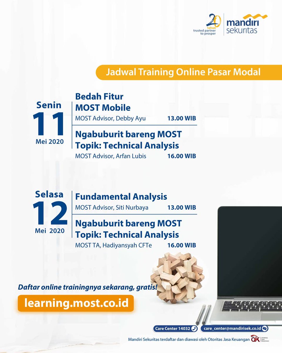Mandiri_OLT's tweet image. Untuk jadi investor yang lebih profesional, yuk ikuti training online bersama MOST Advisor berpengalaman dari Mandiri Sekuritas. Gratis!! 🤗😍 .

#OnlineLearning #TrainingInvestasi #MOSTLearning