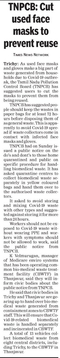 sambathkumar87's tweet photo. #TNPCB: Cut used face masks to prevent reuse
 https://t.co/ohtqiRLXlN
Download the TOI app now:
https://t.co/pSctUiPS90 https://t.co/Cw1Tsfbtrf