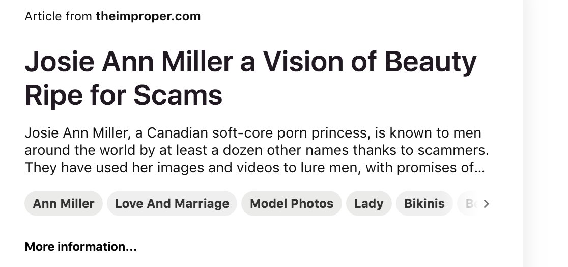 HE SENDS ME AN ARTICLE ABOUT THIS CANADIAN MODEL WHOS PHOTOS HAVE BEEN USED ALL OVER FOR SCAMMING AND LURING MEN!