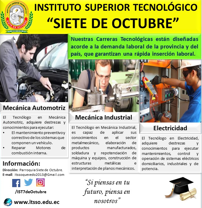 IST7deOctubre's tweet image. 👀📲Información importante para los estudiantes que aún NO culminan el proceso de aceptación de cupos, el sistema vuelve a asignar del 12 al 13 de mayo.📆 Ingresa a 👉serbachiller.ec y verifica tu resultado.
#Admisión2020
#YoDecidoIstso
#YoContruyoMiFuturo
#YoSoyIstso
