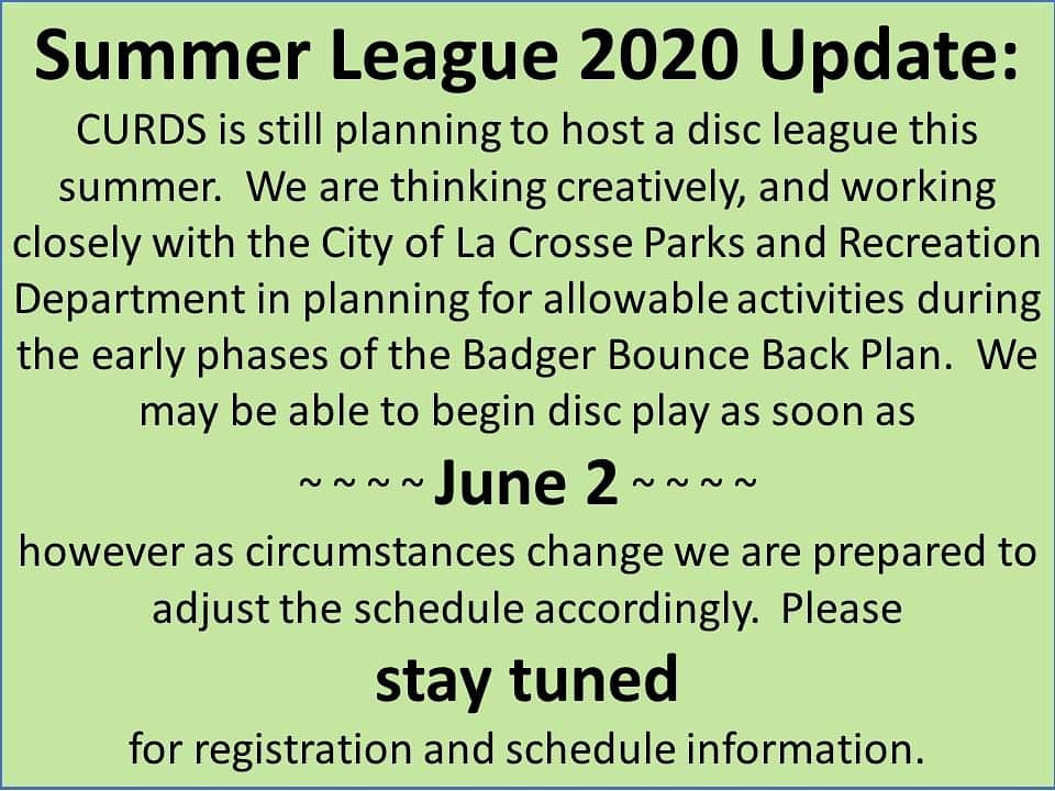 Summer League Update! We're excited to see your lovely faces, but safety comes first. Stay tuned!
.
.
.
#ultimate #ultimatefrisbee #frisbee #summerleague #coronavirus #covid_19