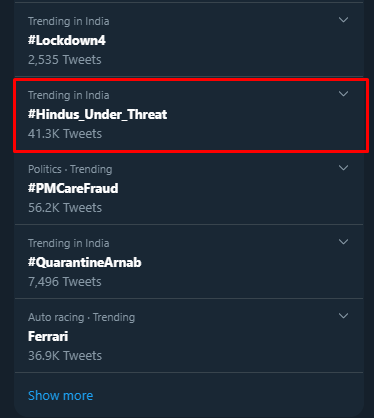 Just look at what is trending in India with 80% Hindu population. All thanks to Godi media. #GodiMedia #FakeNewsAlert #CommunalAttack