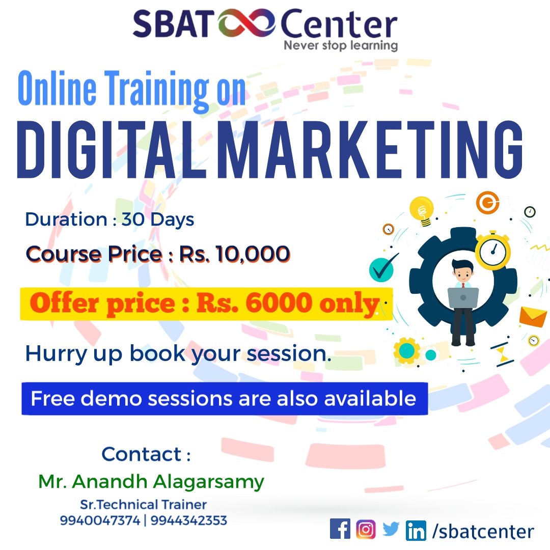 sbatcenter's tweet photo. SBAT Center offers best Digital marketing training in chennai. 

#digitalmarketingtraininginchennai

#digitalmarketingtraining https://t.co/WJDLprq8zm
