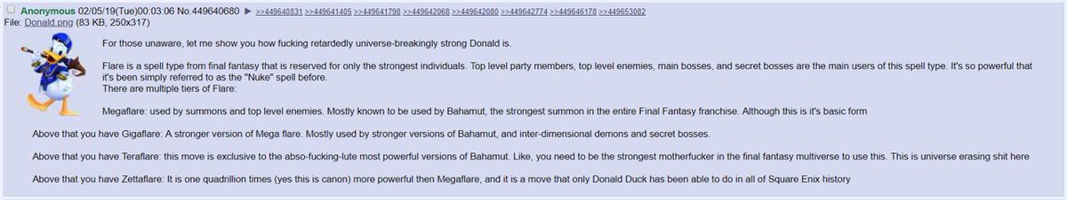 Trans_Hart's tweet photo. Reminder that Donald Duck is the strongest mage in Square Enix canon. Bow down to this powerful Duck https://t.co/4lklMnUXjT