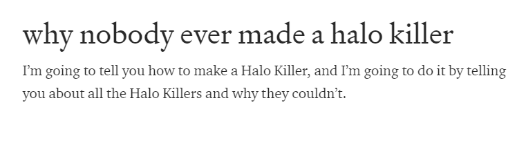 i'll finish this article if you all tell me what games you consider (or were marketed as) halo killers. obviously there's killzone and haze.rt for as wide a net for answers as possible
