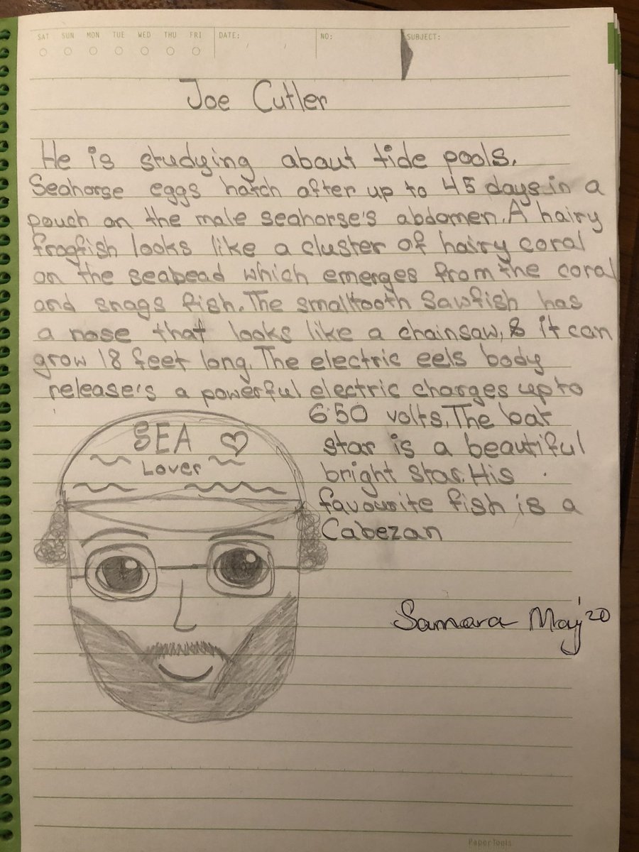 PriyaniMalik's tweet photo. #ExploringTidalPools with @Cutlers_Catch  and Samara’s write-up on the session. Another one of her favourites she says! @NatGeoEducation #zoom #ExplorerClassroom #YouTube. https://t.co/My9BZM3Wxi
