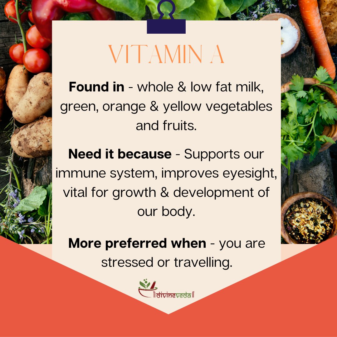 Divineveda1's tweet photo. What Vitamin A does to your body: 

👉 Strengthens Immune System
👉 Has Powerful Antioxidants
👉 Reduces the Risk of Particular Cancers
👉 Gives Stronger Bones
👉 Protects you from Acne 
👉 Protects Your Eyes From Night Blindness and Age-Related Decline

#eatnaturally #vitamina https://t.co/fGtYhbfHLW