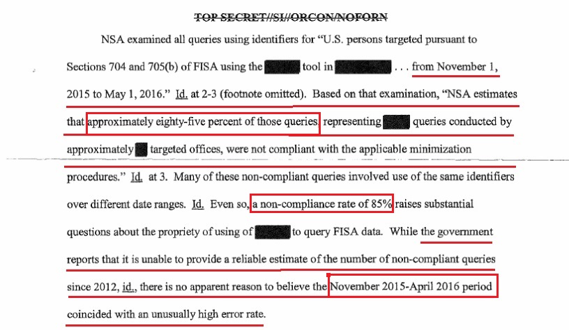 Rogers noted the uptick in 702 "About" searches. From his end of the database that would be a concern.  However, Rogers would not know the extent of the FBI surveillance unmasking; that would be outside his compartment.