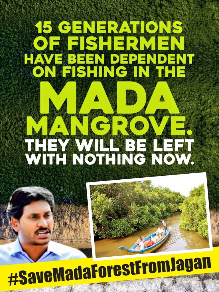 Mangroves add immense value to our natural heritage and provide basic livelihood to lakhs of villagers. Unused govt land can be used for building homes for the poor. One section of the poor of society must not sacrifice to benefit the greed of @ysjagan #SaveMadaForestFromJagan