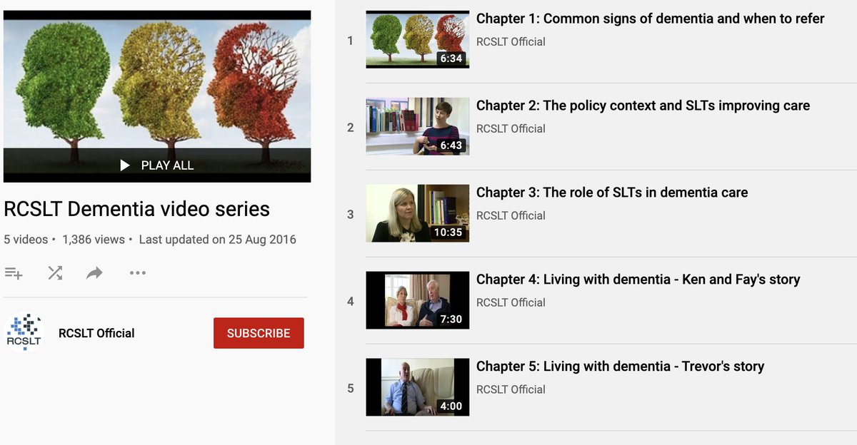 During what should've been #DementiaActionWeek this week, here's the <a href="/RCSLT/">RCSLT 💙</a>'s fabulous #RCSLTVideo series on #dementia featuring the experiences of Trevor and Ken and Fay: bit.ly/35PNw5u
#UnitedAgainstDementia