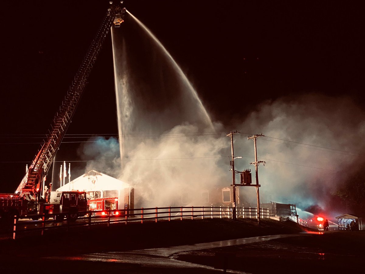 Here’s an overhead look at the fire that started around midnight at Legacy Pines Golf Clubhouse, shares with the Hejaz Shrime Temple. No injuries reported but building is destroyed. Club owner says course is still open.