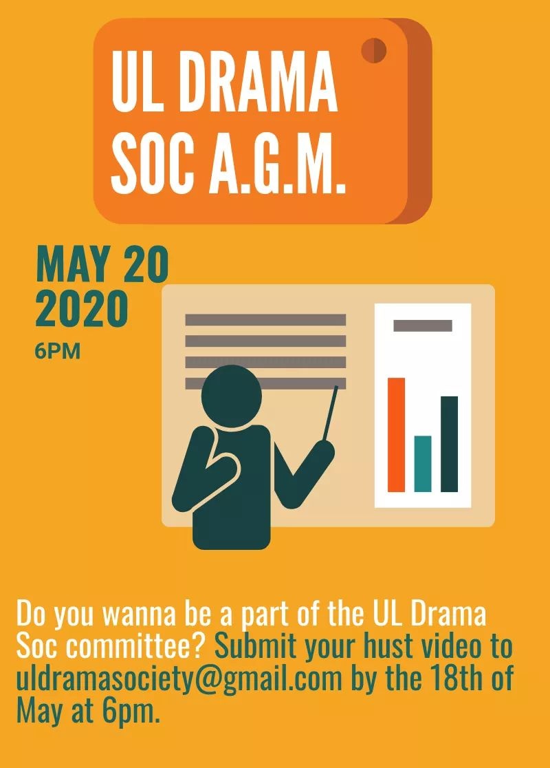 uldrama's tweet photo. We are taking 1 MINUTE LONG video husts for committee positions, and you can apply for as many as you want, as long as you explain why you would be suitable for this role. The deadline for these submissions are the 18th of May by 6pm so send your husts to uldramasociety@gmail.com https://t.co/4HeFD1CdVA