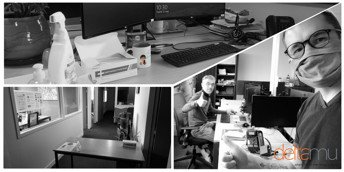 DeltaMu_fr's tweet image. Nuno et Thibaut sont dans nos locaux pour mettre en place toutes les dispositions nécessaires à la réouverture de nos bureaux : gel hydroalcoolique, masques, distanciation sociale…tout est passé au peigne fin !
#deconfinement #deltamu #smartmetrology