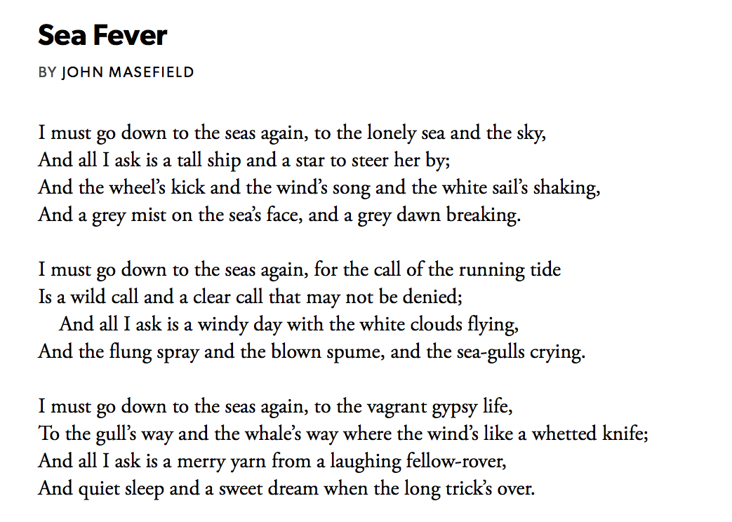 173 Sea Fever by John Masefield https://soundcloud.com/user-1152...   #PandemicPoems