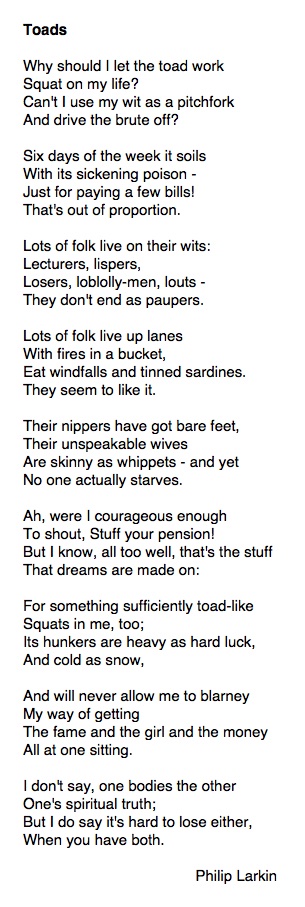 174 Toads by Philip Larkin, read by  @dudgeon_neil  https://soundcloud.com/user-1152...   #PandemicPoems