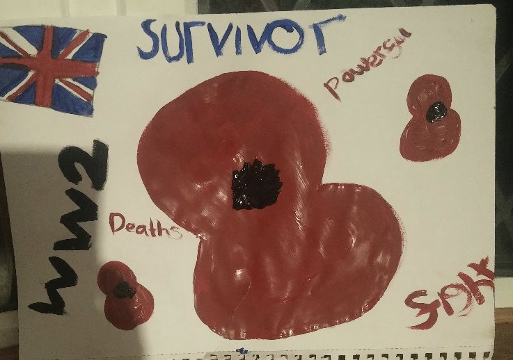 tps_team7's tweet photo. Well done to our students for taking part in the VE Day Remembrance. Cakes made by Jayden and pictures/ poem by Olivia. https://t.co/PoGVpO97Eb