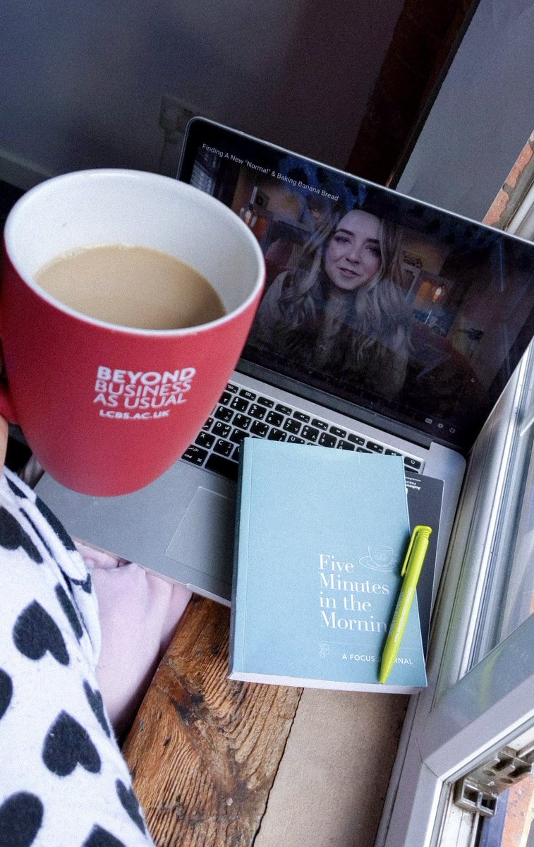 Morning coffee with my Five Minutes in the Morning journal by <a href="/AsterBooks/">ASTER BOOKS VIRAL</a> and a @ZoeSugg vlog🥰  Thought I'd try a new morning routine and I am feeling very good 😊
