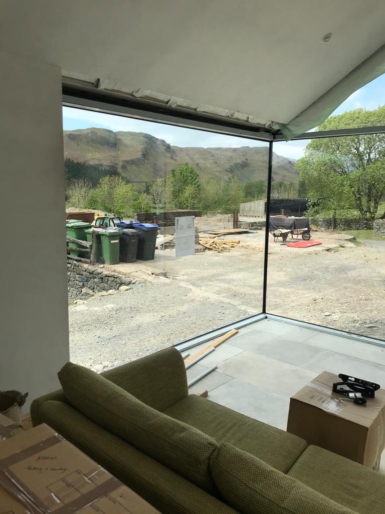 winswoodltd's tweet image. One of our recent projects, awaiting capping once the render is installed - including frameless glass to glass corner and aluminium sliding doors