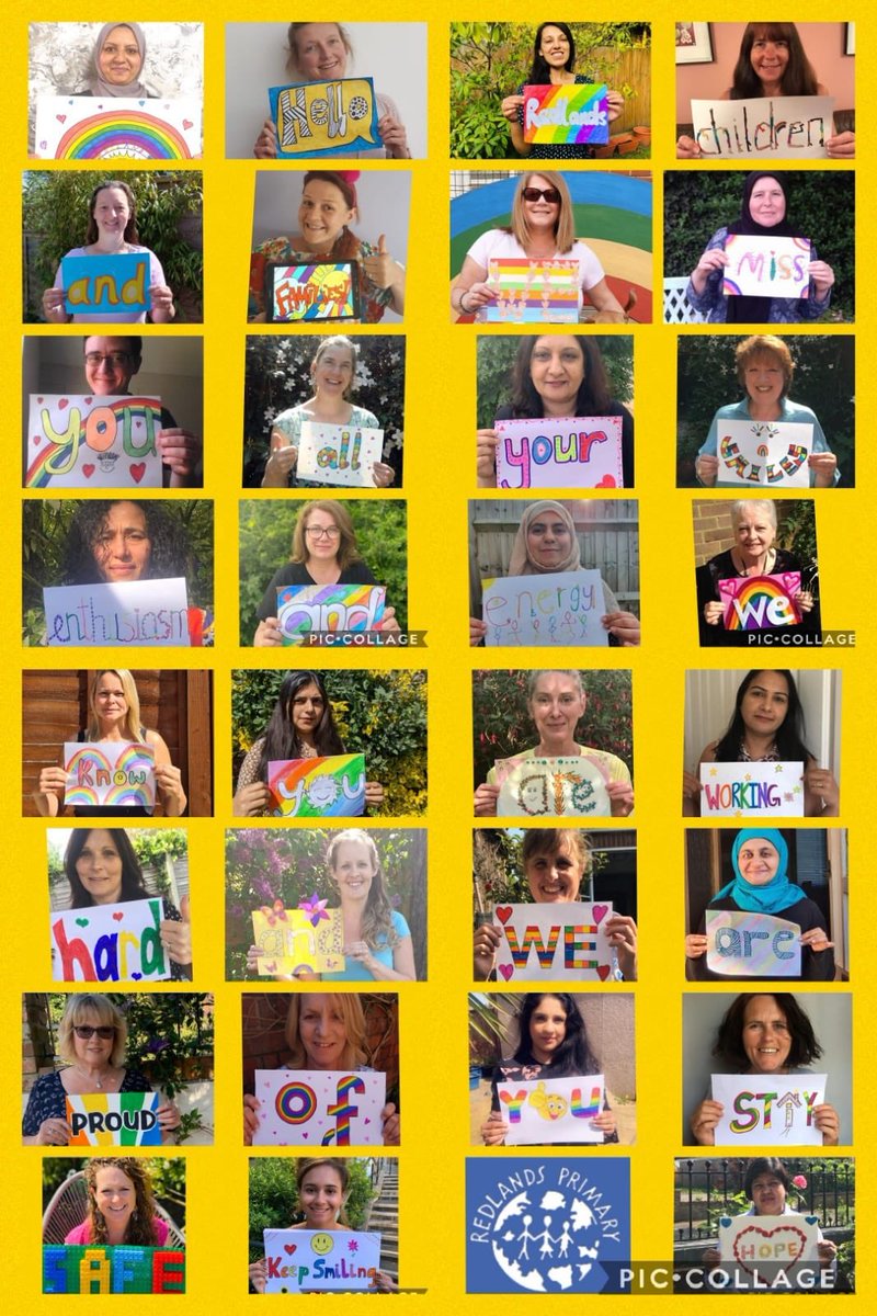 RedlandsPS's tweet photo. A message to our children and families! We are missing and thinking of uou all! #community #kindness #communication #creativity https://t.co/XwZE0TAU2Q