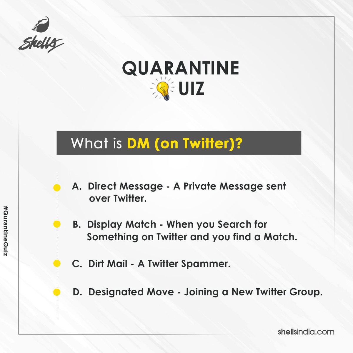 ShellsAdInc's tweet photo. #QuarantineQuiz - #Twitter guys could slide with this "DM" and if you're guessing, we have options for you!
.
.
.
#Quiz #DigitalMarketing #SocialMedia #Marketing #ShellsAdvertising #SEO #Business #Advertising https://t.co/ZpXBdPAPVG