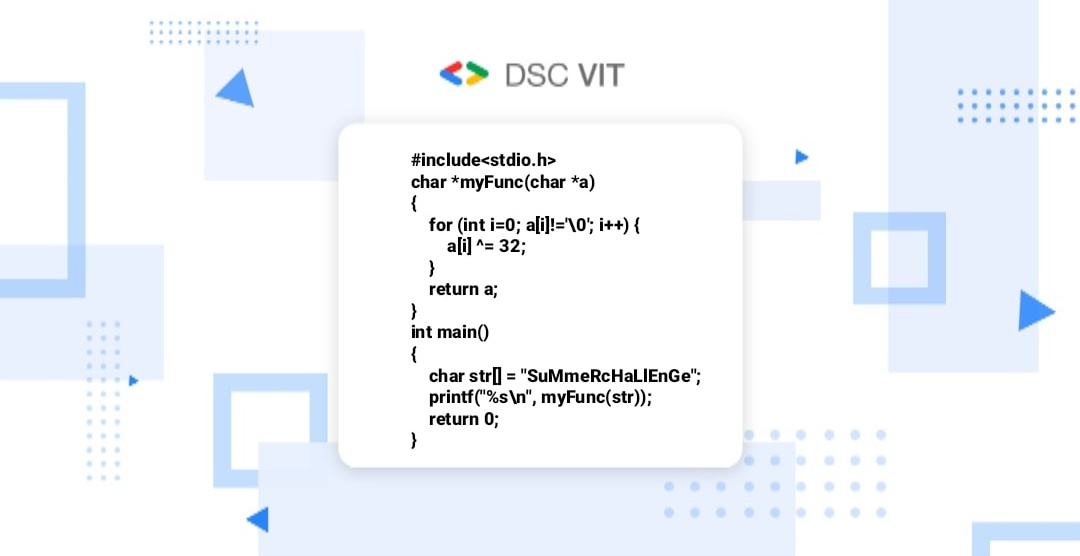 gdgvitvellore's tweet photo. What is the output of the code in the picture?
Answer this to earn 10 points in the #DSCVIT #SummerChallenge.
Answer here: https://t.co/RwQRy7C3kZ
#100DaysOfCode #StayHome #ContestAlert #contest #CodeNewbie #win #TuesdayTrivia https://t.co/9bG6ZAFEPU