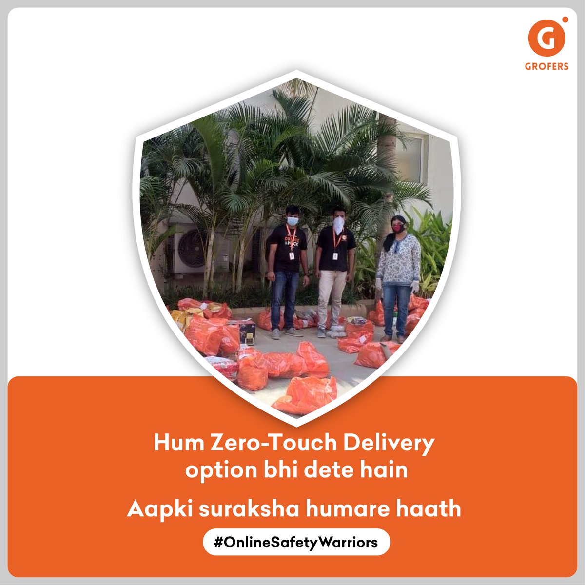 letsblinkit's tweet photo. Our #OnlineSafetyWarriors are out there to safely deliver your groceries with the Zero-Touch Delivery option. So you can stay home, stay safe, and get your groceries delivered at your doorstep without making any direct contact with our delivery partners.
#GrofersZeroTouchDelivery https://t.co/aUtkGEioTD