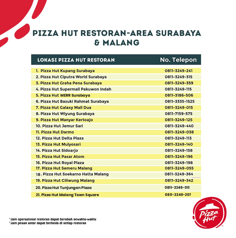 Pizza_HutID's tweet photo. Nomor telepon Pizza Hut Restoran Area Semarang, Yogyakarta, Surabaya, Malang, Samarinda, Balikpapan, Banjarmasin, Bali, dan Makassar
Pesanan siap Kami Antar Ke Kamu dengan GRATIS biaya antar lho! Promo Gratis Biaya Antar hanya sampai 23 Mei 2020.
#PHRKamiAntar #HutEasy https://t.co/0mpuvm60sf