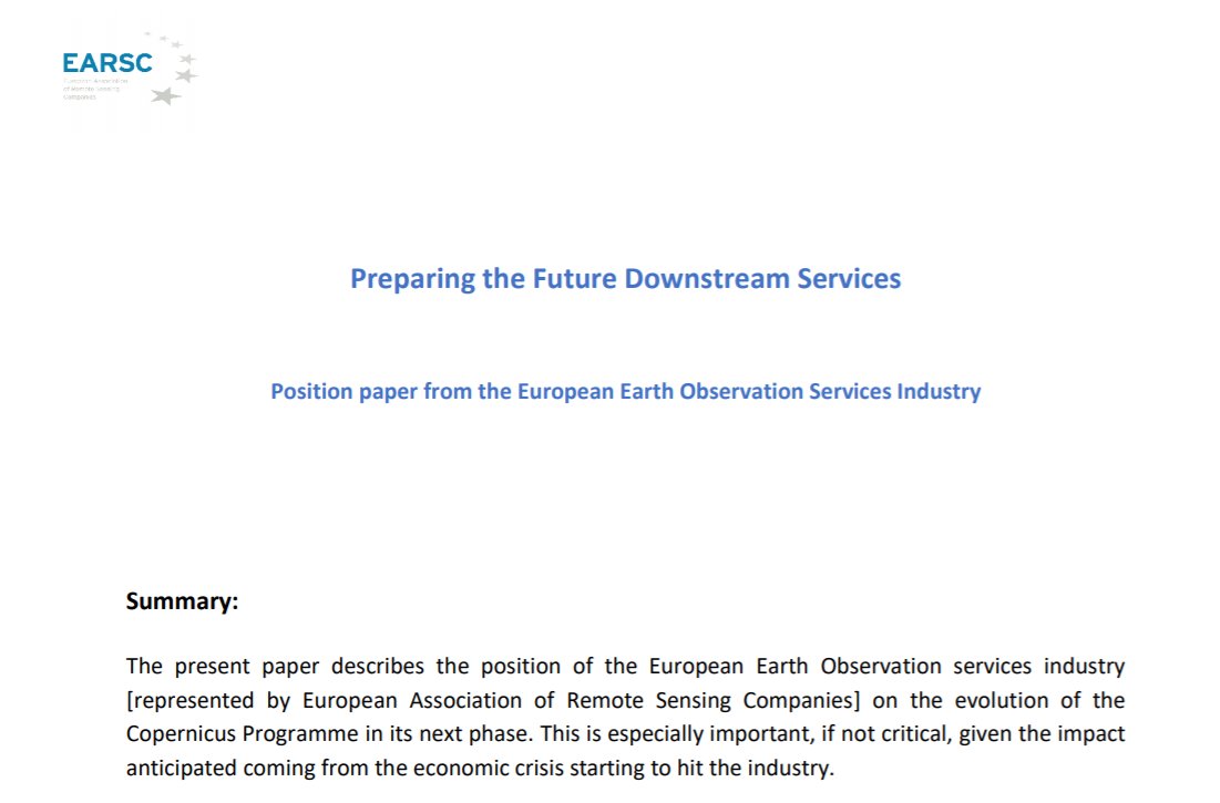 earsc's tweet photo. Breaking News‼️ We have just published our new position paper on the European #EarthObservation services industry's position on the evolution of the
@CopernicusEU in its next phase. Read the full paper here ➡️https://t.co/Hw9KNnI6Ck https://t.co/x98cXBjrde