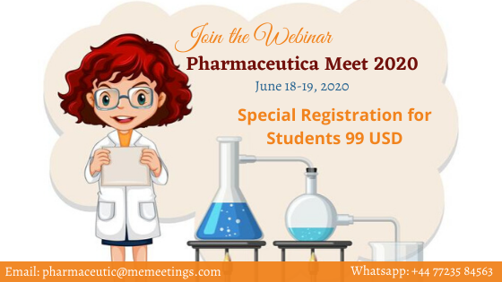 FoodWebinar20's tweet photo. Students are welcome to participate as #YoungResearcher #Delegate at #PharmaceuticaMeet2020 #Webinar 
#SpecialRegistration price for students
For more details #WhatsAppus +44 7723584563

#Pharma #Pharmacy #Pharmacists #DrugDesign #DrugDiscovery #PharmaEvents #OnlineConferences https://t.co/4yNr4s7WPO