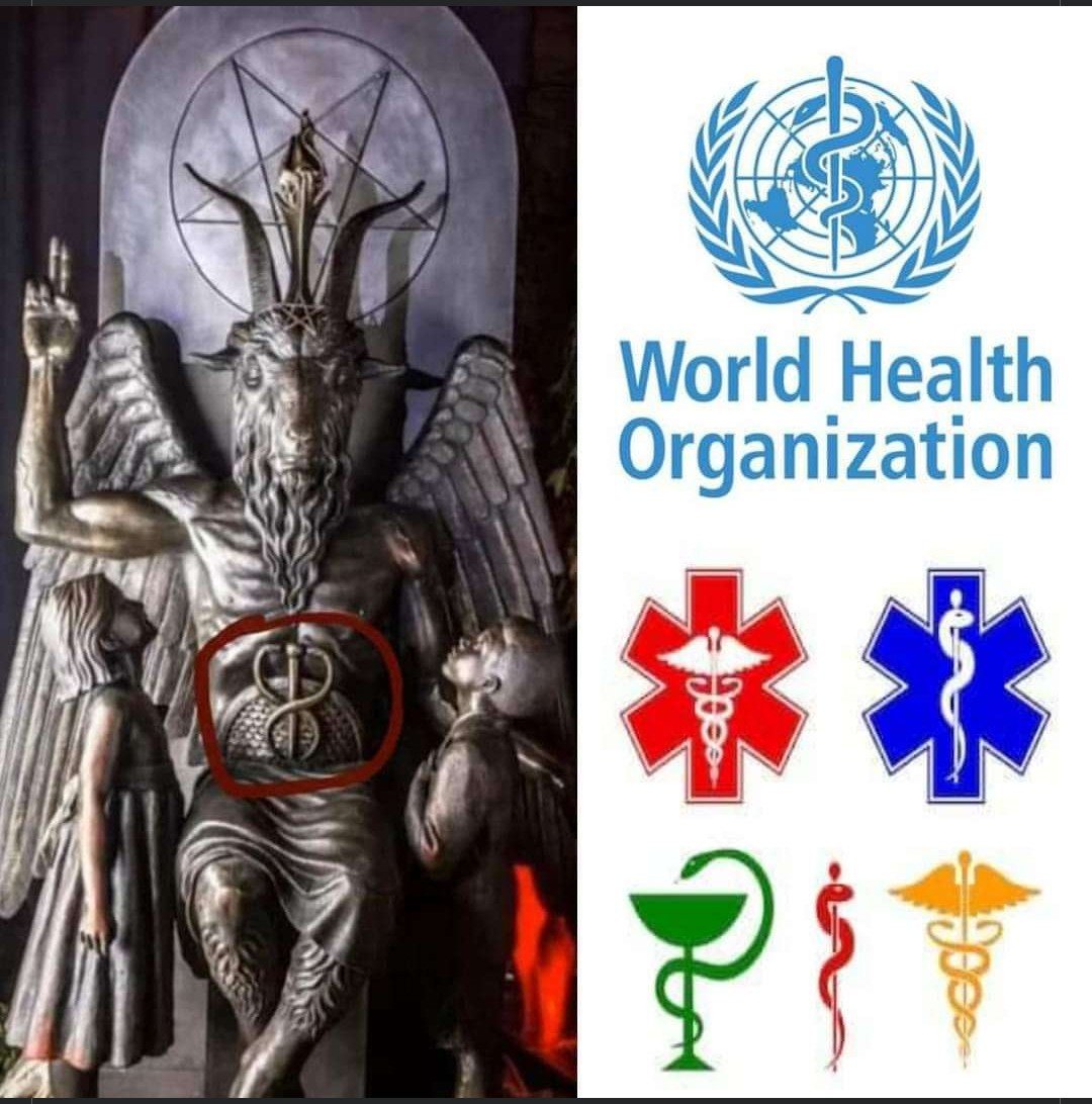 Bunny_Sidhu's tweet photo. World 'Health' Organisation, seriously??? #WHO #satanicsymbolism #BoycottWHO #cabalmustfall #fallcabal #bigpharmacartel #illuminati #globalistNwo #globalistagenda #baphomet #EvilCabal #SerpentineCabal #Serpent #poisongoblet https://t.co/7O4IasONVp